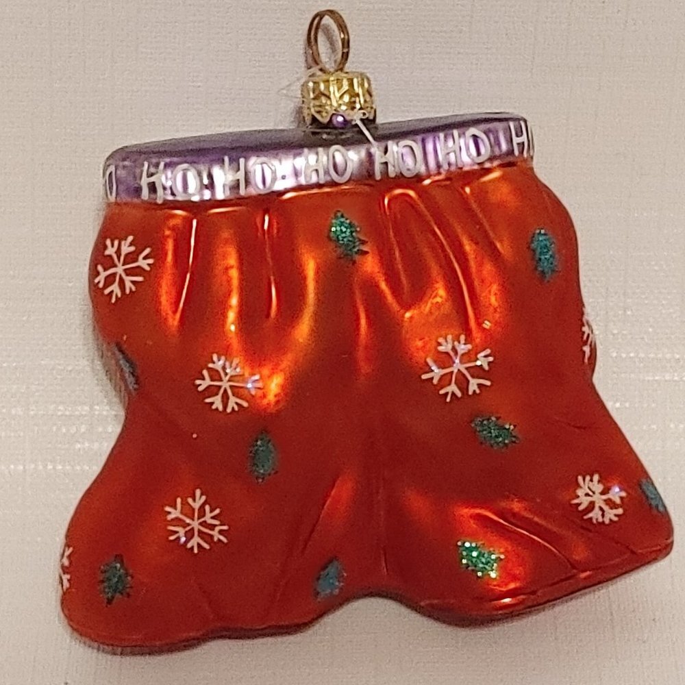 FUN Boxer Shorts Glass Ornament NWOT